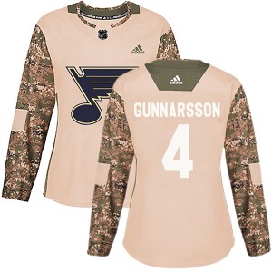 Women's Adidas St. Louis Blues Carl Gunnarsson Camo Veterans Day Practice Jersey - Authentic