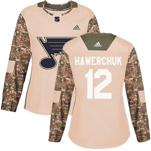 Women's Adidas St. Louis Blues Dale Hawerchuk Camo Veterans Day Practice Jersey - Authentic