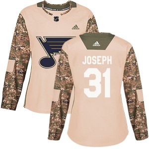 Women's Adidas St. Louis Blues Curtis Joseph Camo Veterans Day Practice Jersey - Authentic