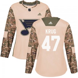 Women's Adidas St. Louis Blues Torey Krug Camo Veterans Day Practice Jersey - Authentic