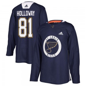 Men's Adidas St. Louis Blues Dylan Holloway Blue Practice Jersey - Authentic