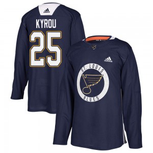 Men's Adidas St. Louis Blues Jordan Kyrou Blue Practice Jersey - Authentic