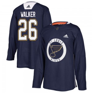 Men's Adidas St. Louis Blues Nathan Walker Blue Practice Jersey - Authentic