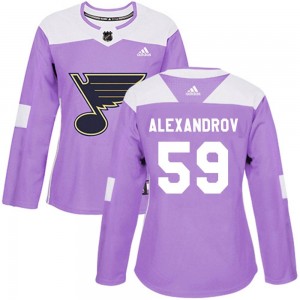 Women's Adidas St. Louis Blues Nikita Alexandrov Purple Hockey Fights Cancer Jersey - Authentic
